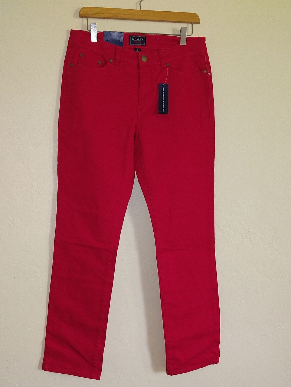 Chaps Daniella Curvy Fit Straight Leg Red Slim Jeans Size 6